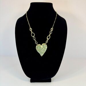 Textured Gold Heart Pendant Necklace | Minimalist Romantic Statement Necklace